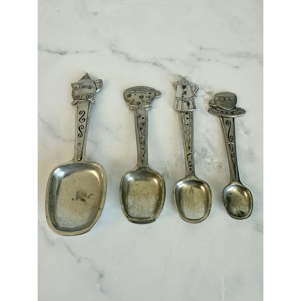 VTG 1996 Seagull Pewter JAVA Coffee Espresso Measuring Spoons Etain Zinn